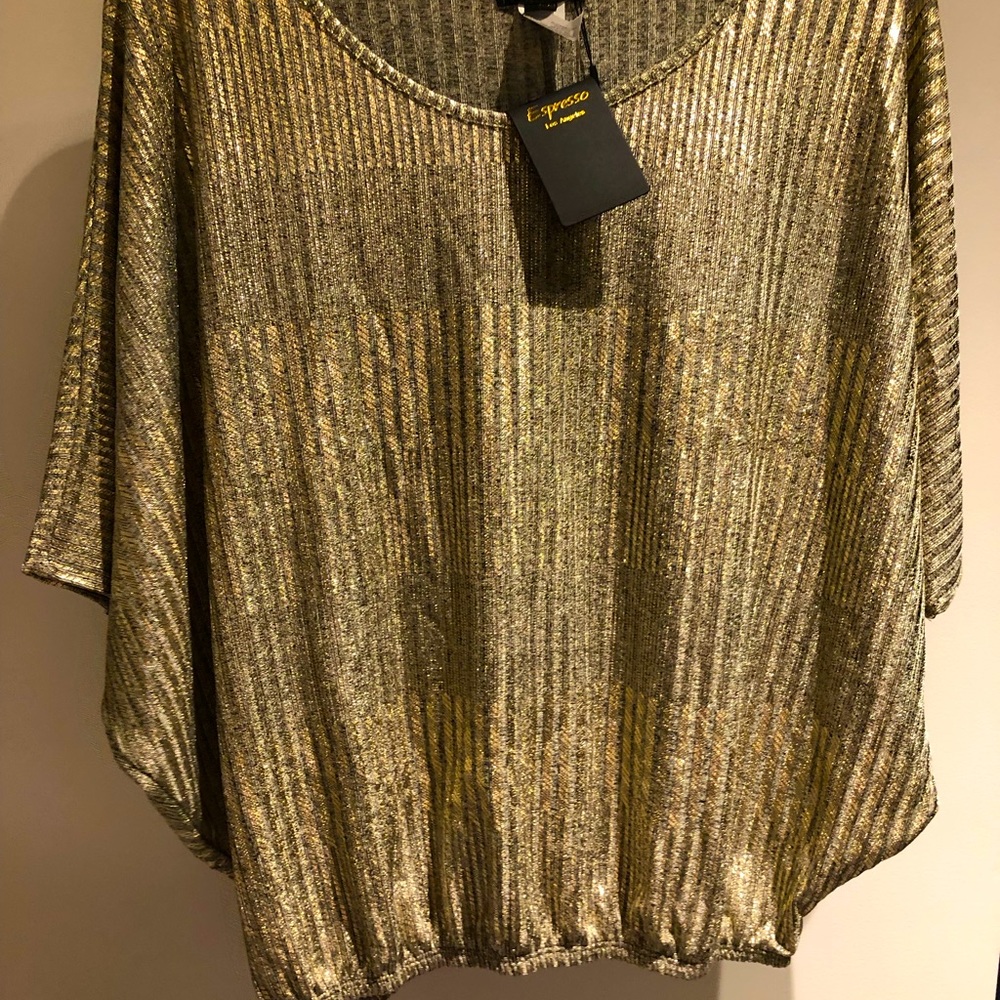 Espresso Los Angeles Metallic Gold Top, NWT, Size L